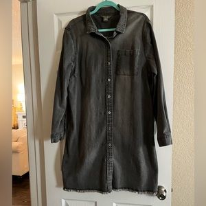 Black Denim Button Down Dress Tunic